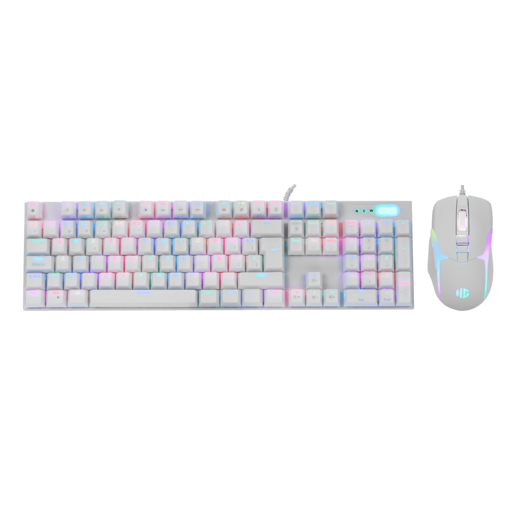 KIT TECLADO Mecanico + Mouse GAMER HALION DAMON white