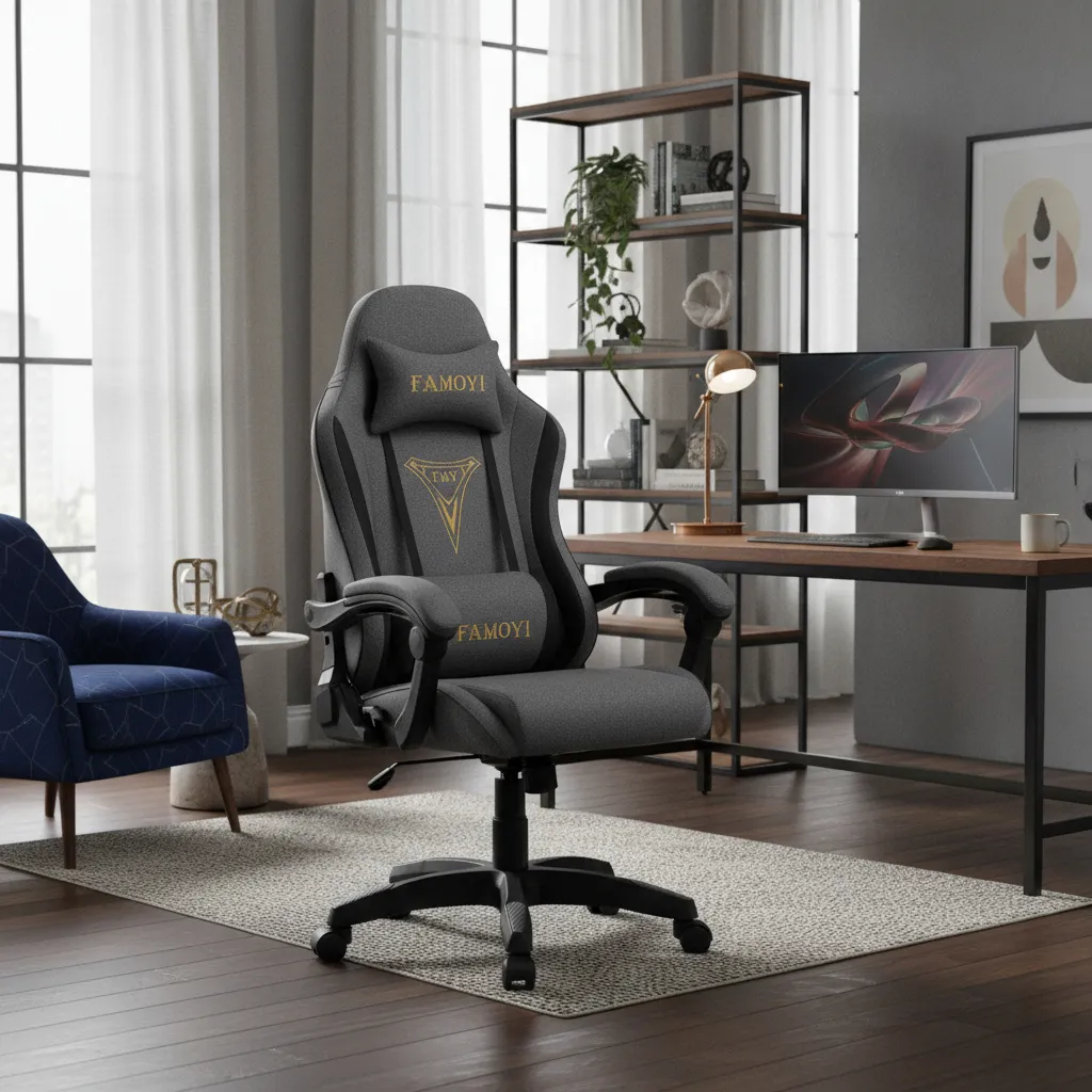 silla famoyi tela gris